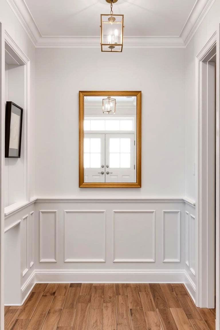 Wainscoting with a Mirror Integration - 24 Wainscoting Entryway Ideas