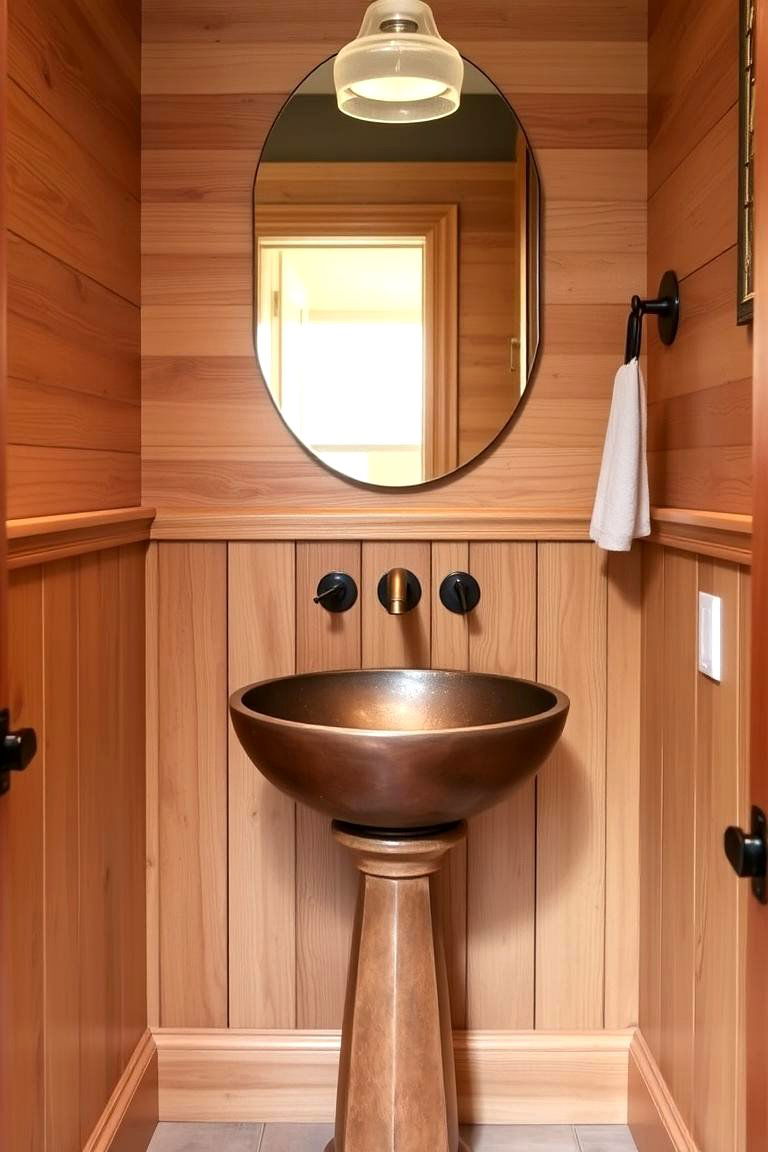 Wainscoting with a Stained Finish - 24 Powder Room Wainscoting Ideas