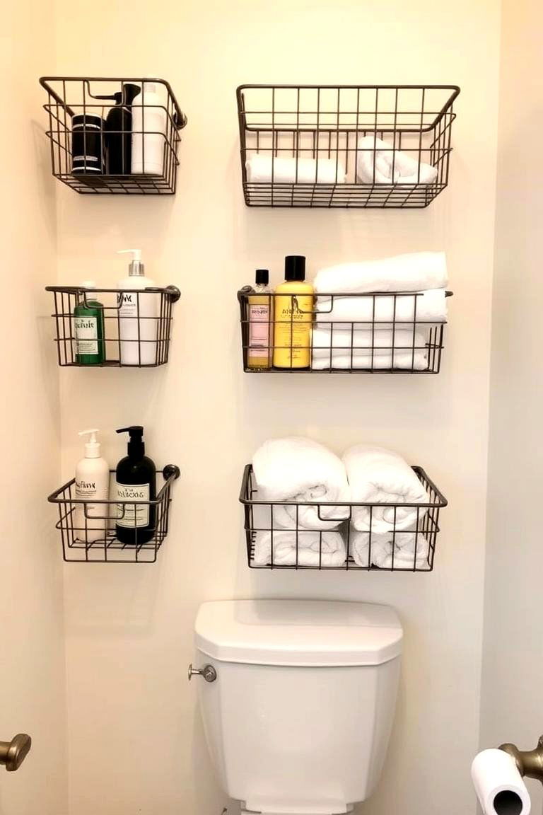 Wall Mounted Baskets - 24 Bathroom Storage Ideas
