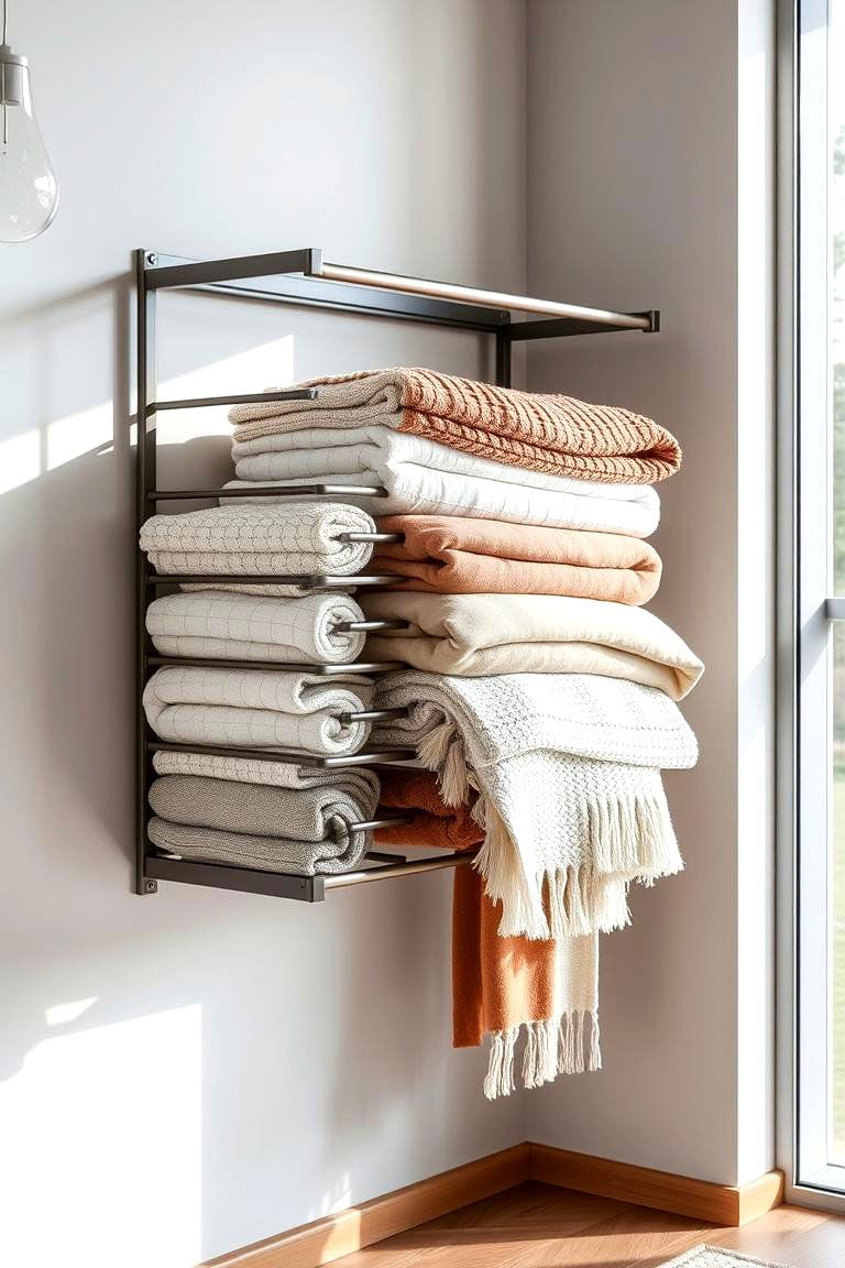 Wall Mounted Blanket Rack - 24 Blanket Storage Ideas
