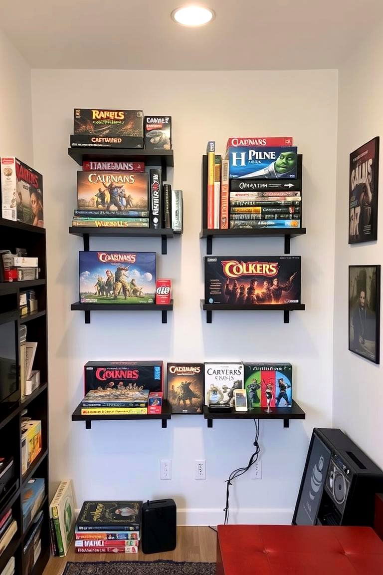 Wall Mounted Board Game Display - 24 Small Game Room Ideas