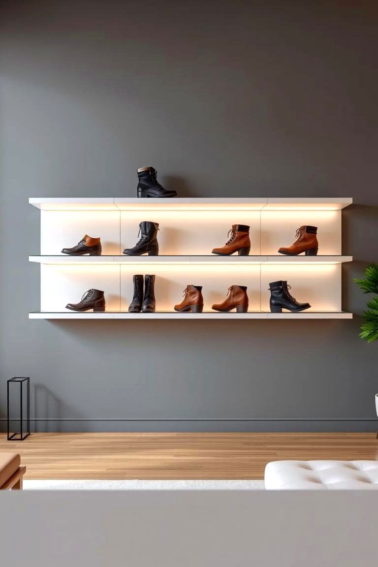 Wall Mounted Boot Shelves - 24 Boot Storage Ideas