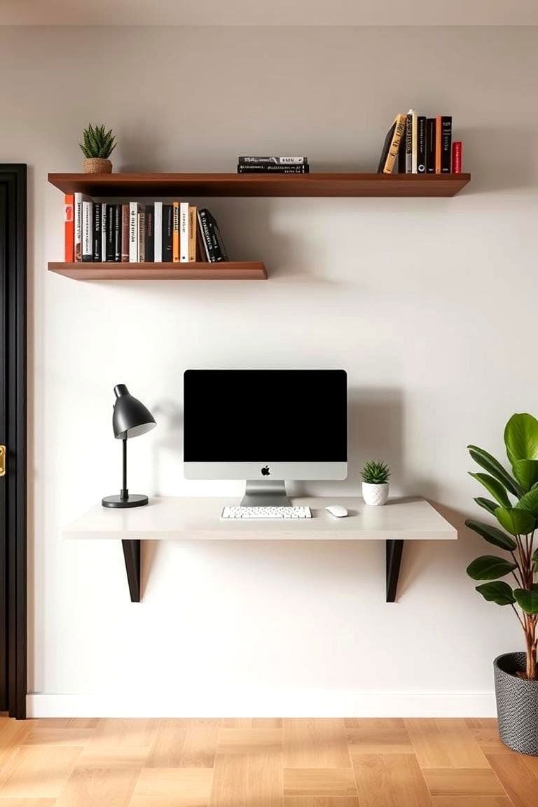 Wall Mounted Desk Setup - 24 Bachelor Room Ideas