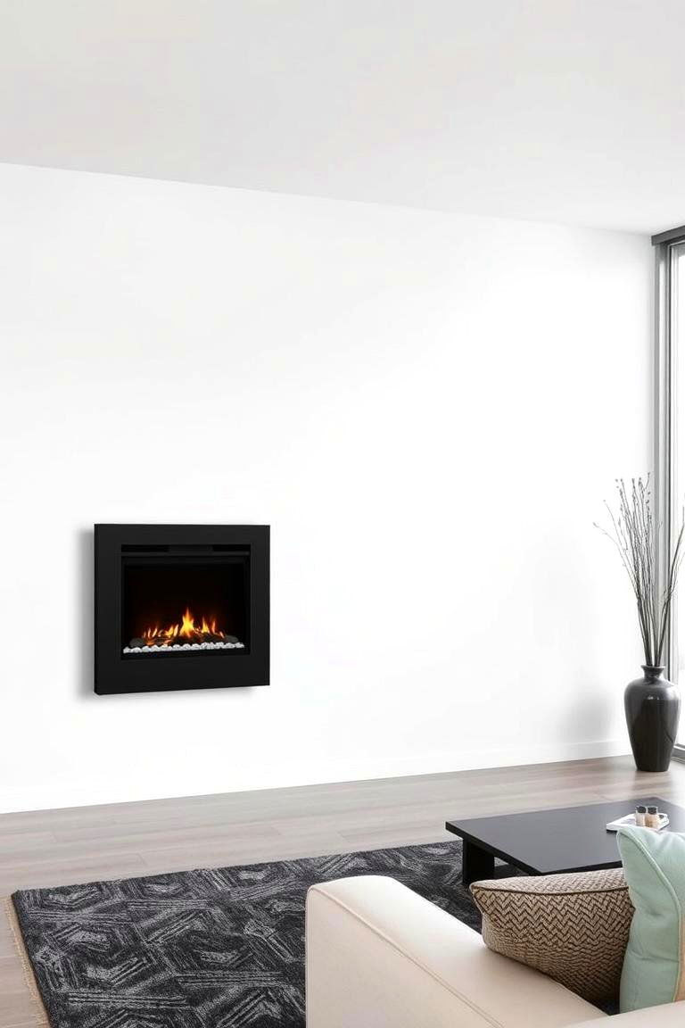 Wall Mounted Floating Fireplace - 24 Off-center Fireplace Ideas