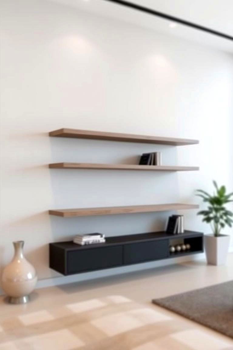 Wall Mounted Floating Shelf - 24 Living Room Bookshelf Ideas