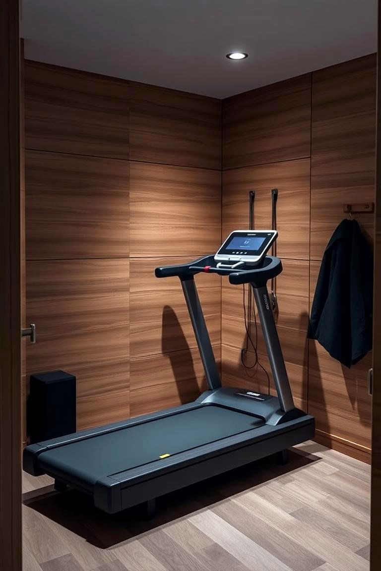 Wall Mounted Foldable Desk Treadmill - 24 Small Home Gym Ideas