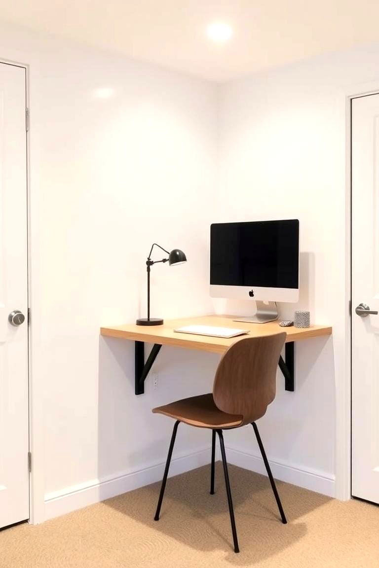 Wall Mounted Folding Desk for Small Spaces - 24 Basement Furniture Ideas