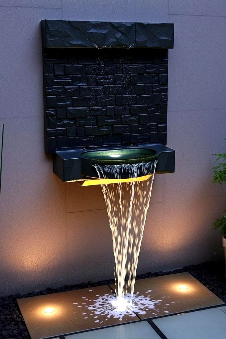 Wall Mounted Fountain - 24 Backyard Fountain Ideas