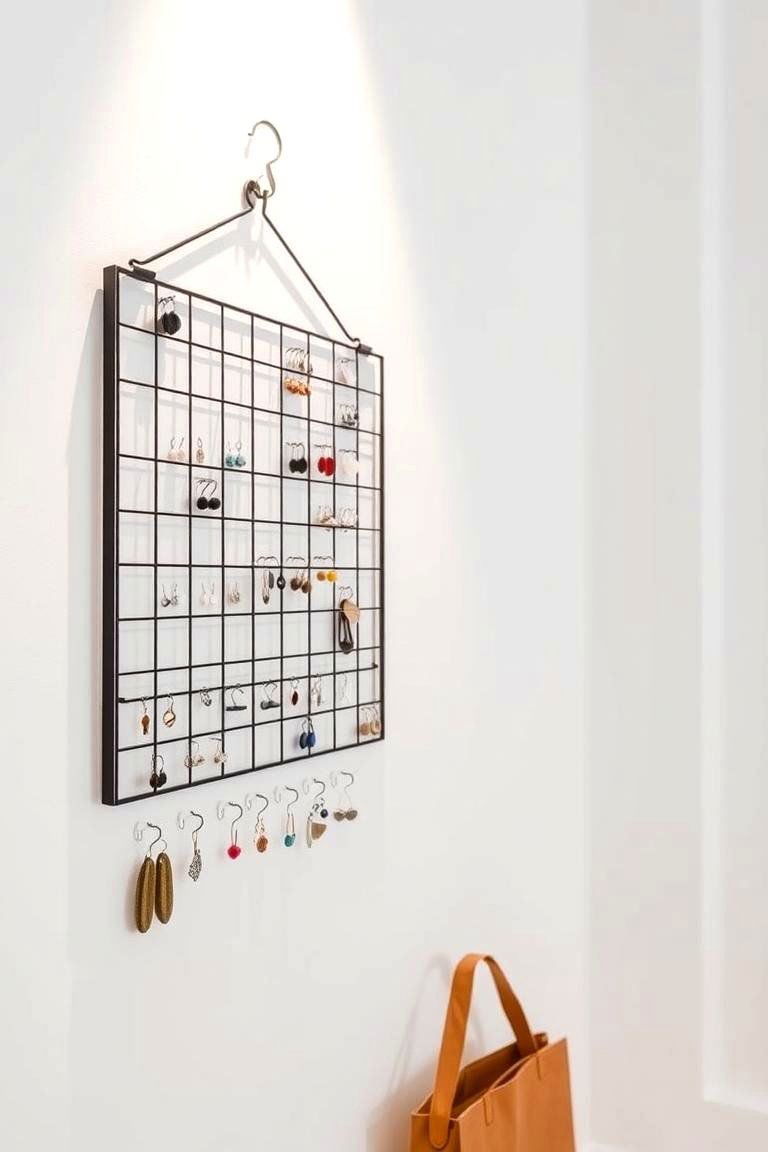 Wall Mounted Grid Organizer - 24 Earring Storage Ideas