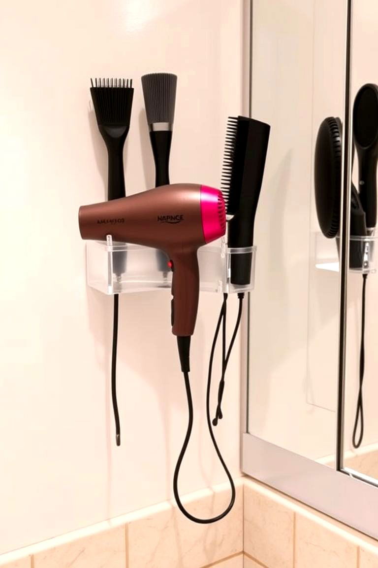 Wall Mounted Hair Dryer Holder - 24 Bathroom Wall Storage Ideas