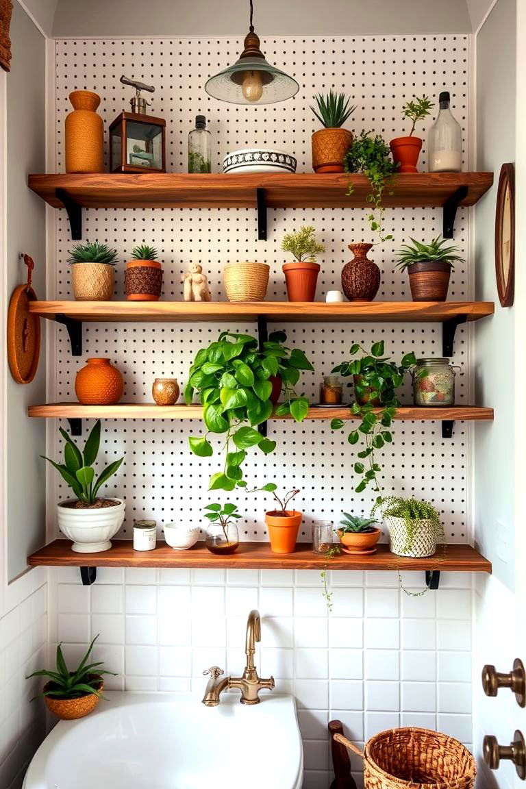 Wall Mounted Hanging Baskets for a Bohemian Style - 24 Bathroom Shelf Ideas