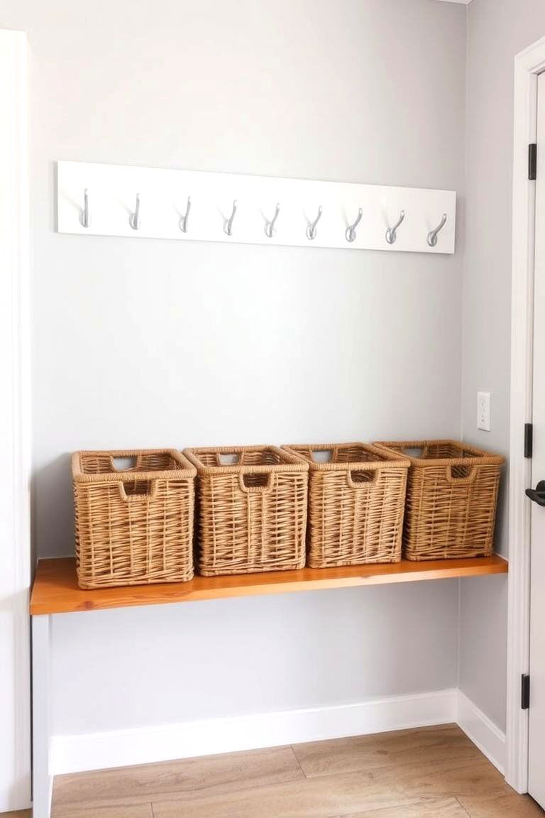 Wall Mounted Hooks and Shelves - 24 Mudroom Storage Ideas