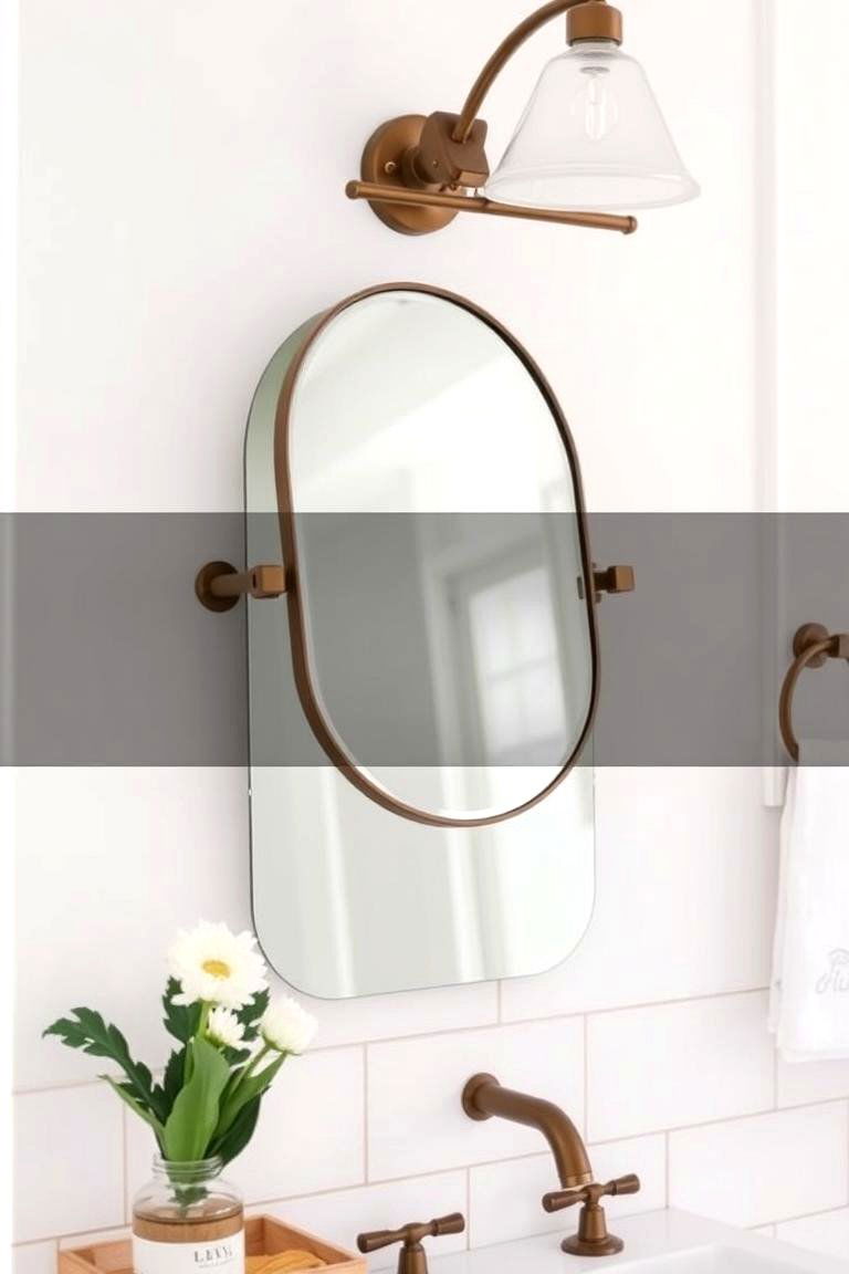 Wall Mounted Mirror with Pivoting Feature - 24 Farmhouse Bathroom Mirrors Ideas
