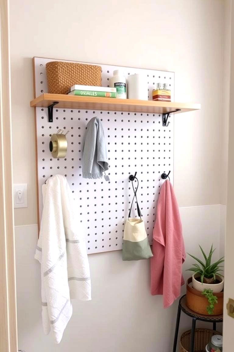 Wall Mounted Pegboard Shelves for a DIY Approach - 24 Bathroom Shelf Ideas