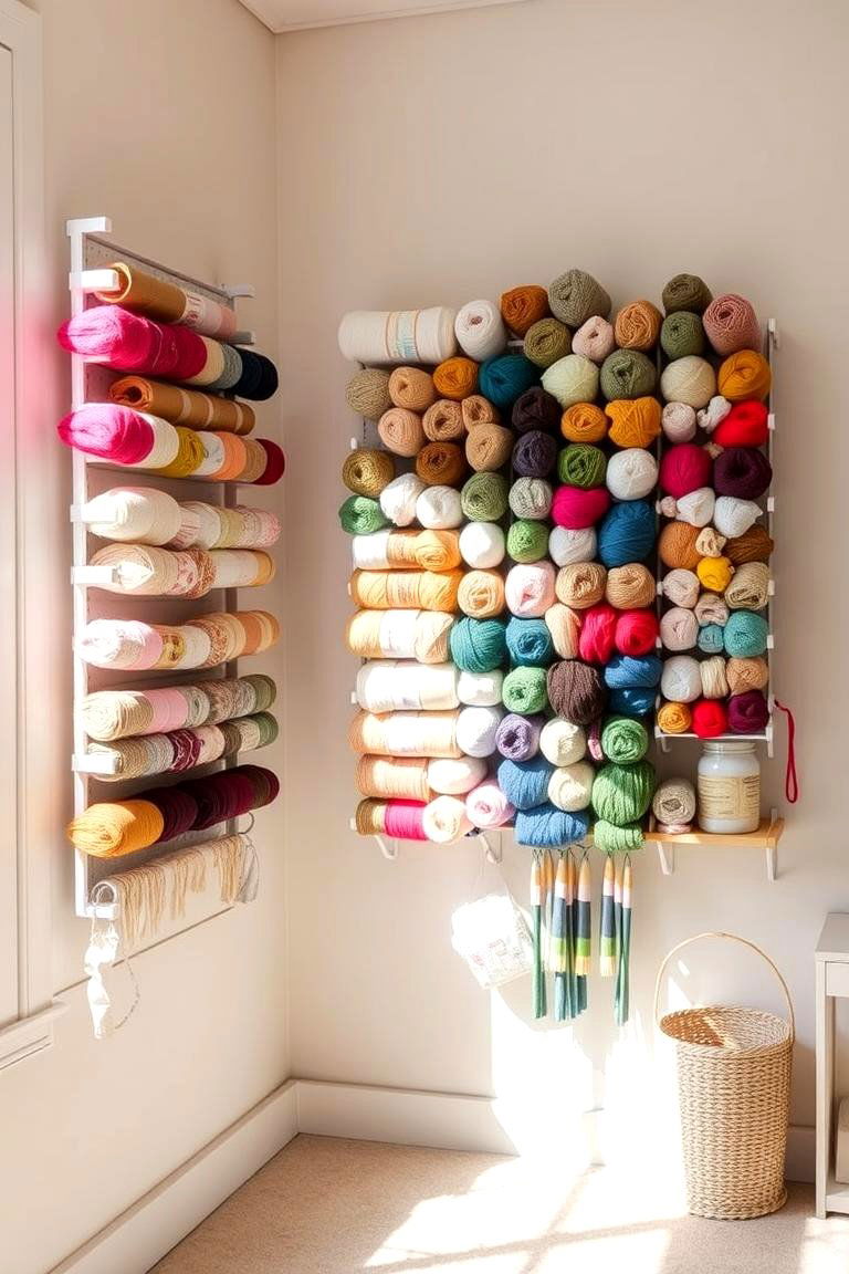 Wall Mounted Racks for Yarn and Fabric - 24 Craft Room Organization Ideas