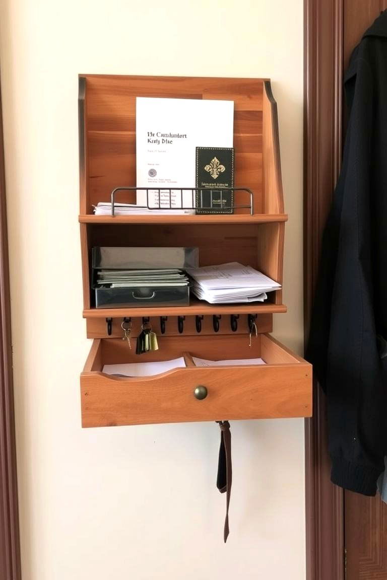Wall Mounted Shelf with Drawers - 24 Entryway Storage Ideas