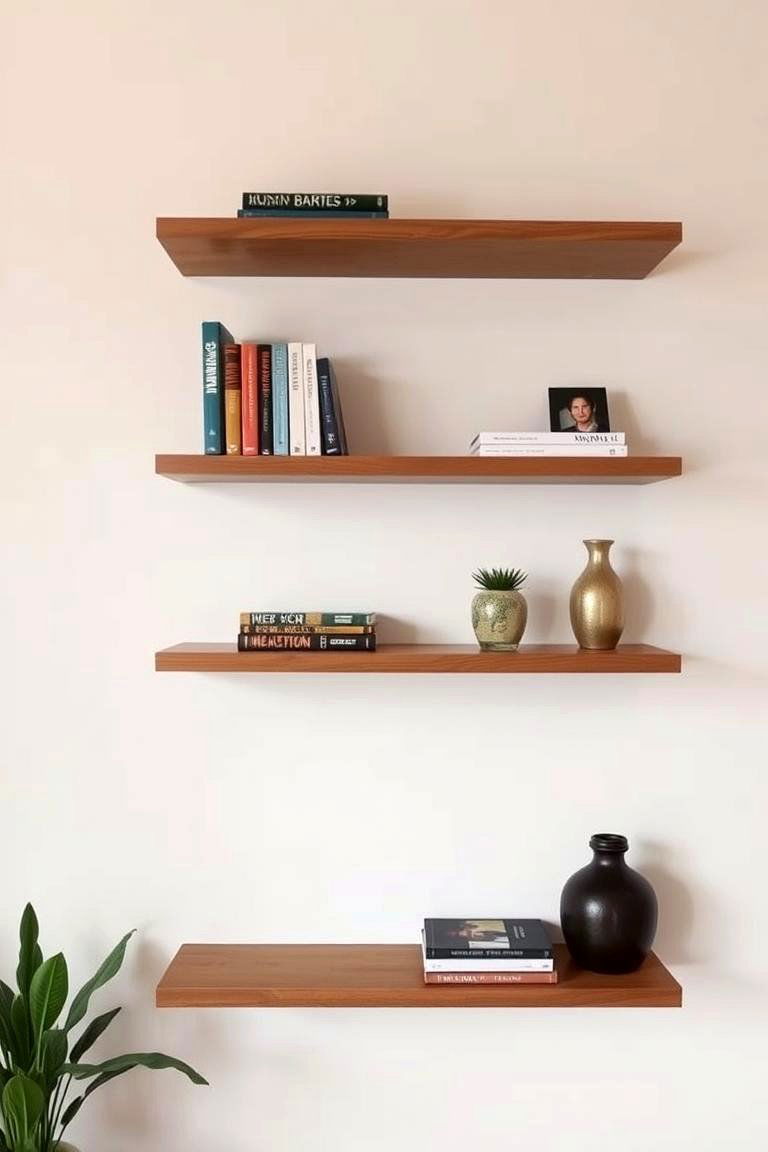 Wall Mounted Shelves - 24 Mid-Century Modern Living Room Ideas
