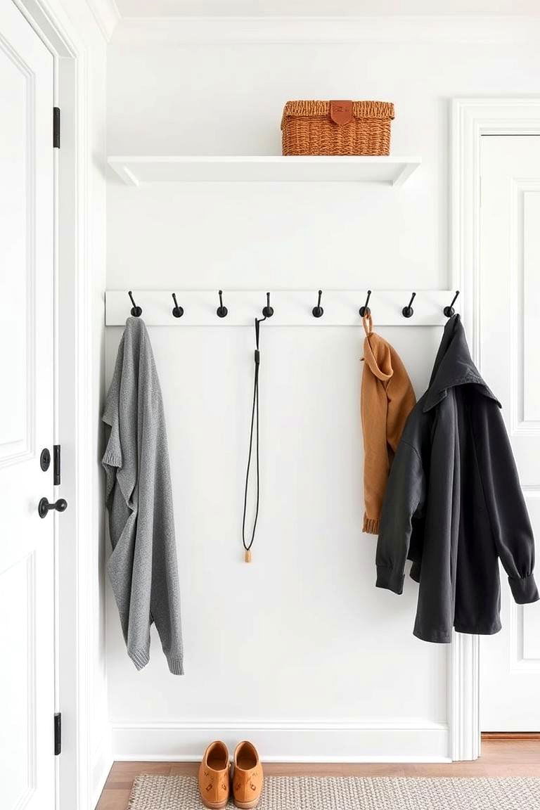 Wall Mounted Storage with Hooks - 24 Scandinavian Entryway Ideas
