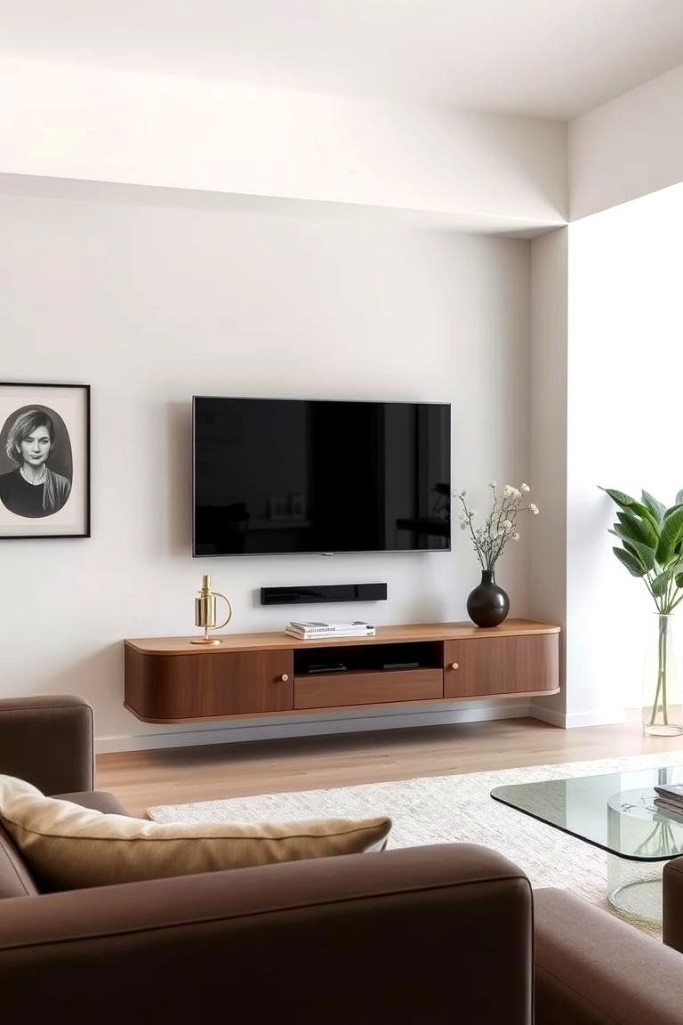 Wall Mounted TV and Minimalist Setup - 24 Small Living Room Ideas With Tv