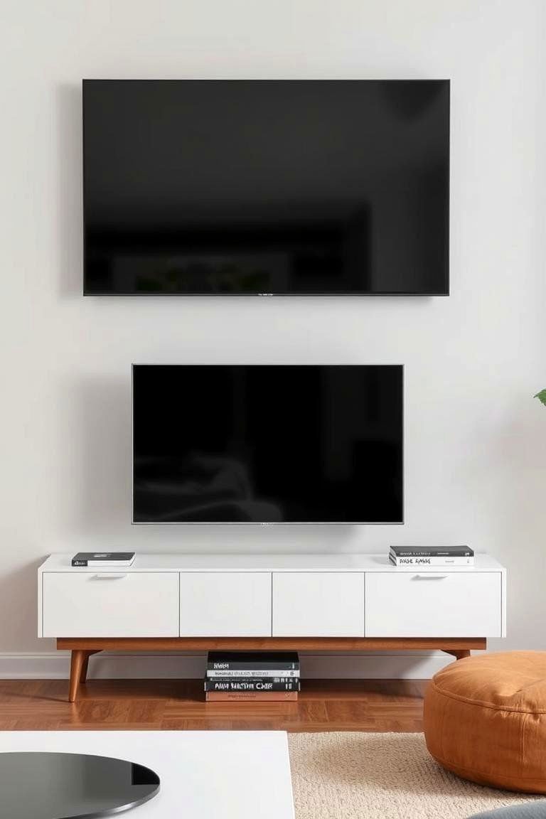 Wall Mounted TV - 24 Mid-Century Modern Living Room Ideas