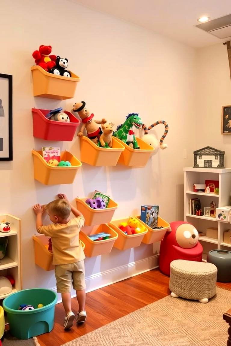 Wall Mounted Toy Bins - 24 Living Room Toy Storage Ideas