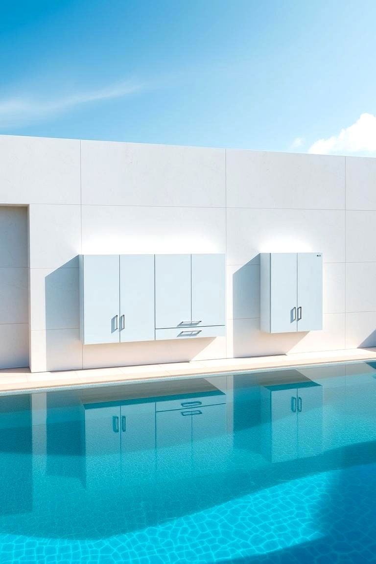Wall Mounted Waterproof Cabinets - 24 Pool Storage Ideas