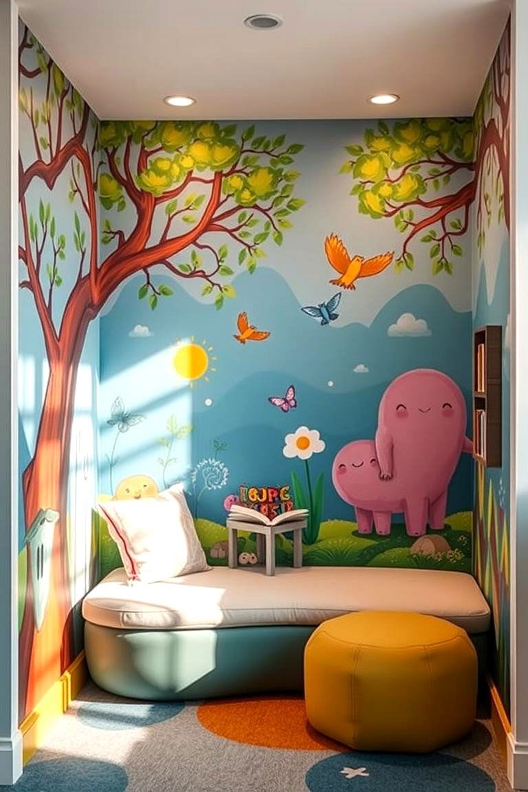Wall Murals Inspired Reading Nook - 24 kids reading nook ideas