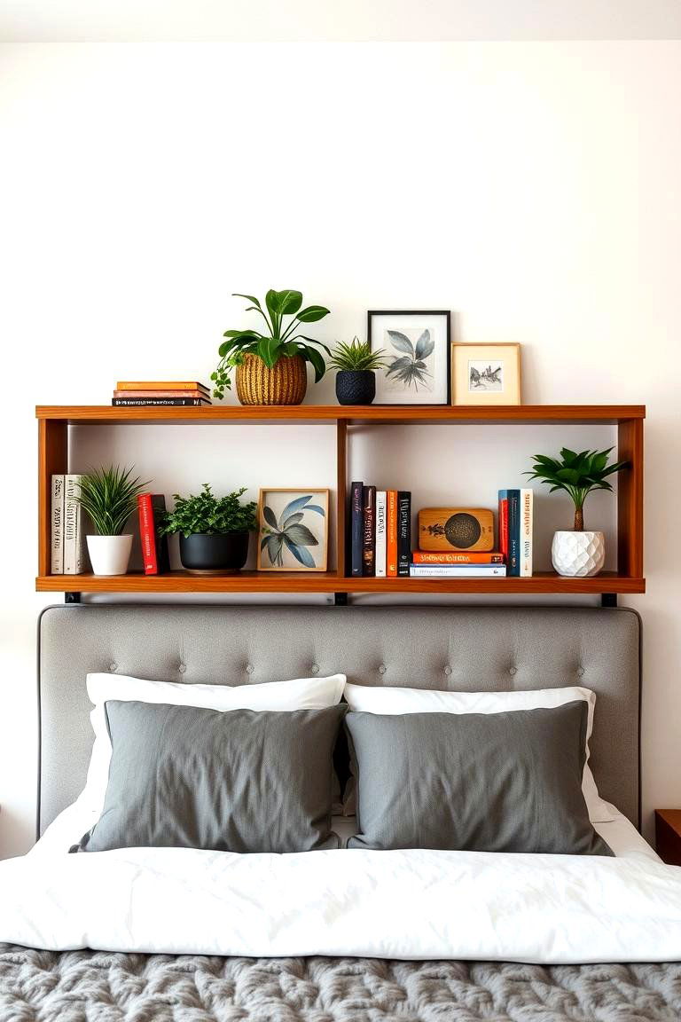 Wall mounted Bookshelves - 24 No Headboard Ideas