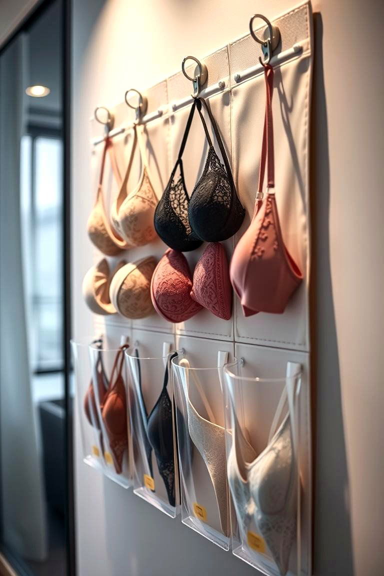 Wall mounted Storage Pockets - 24 Bra Storage Ideas