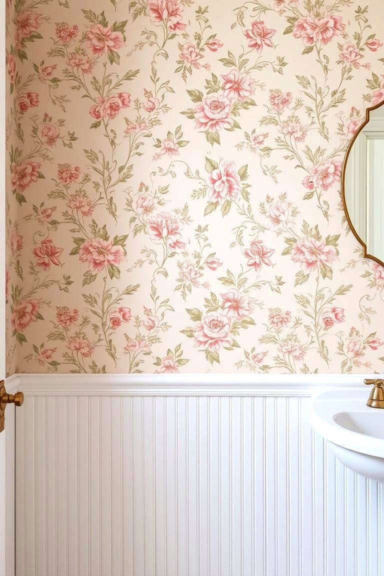 Wallpaper with Timeless Vintage Patterns - 24 Vintage Bathroom Ideas