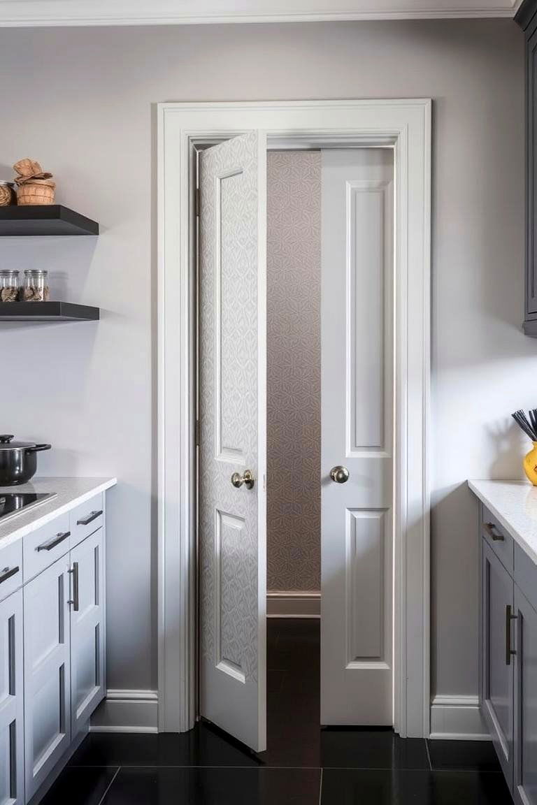 Wallpapered Door to Match Kitchen Decor - 24 Pantry Door Ideas