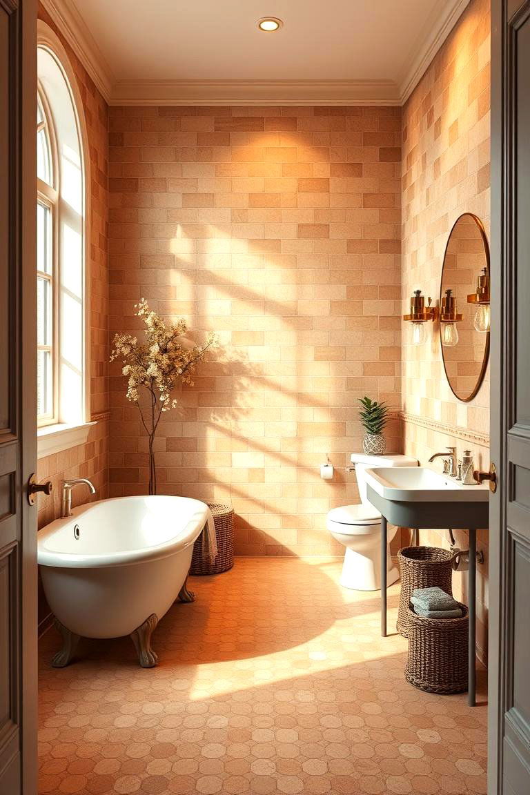 Warm Ambiance for Coziness - 24 Bathrooms With Hexagon Tile Floors