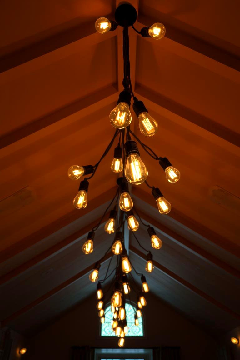 Warm Ambient Bulbs for Cozy Vibes - 24 Vaulted Ceiling Lighting Ideas