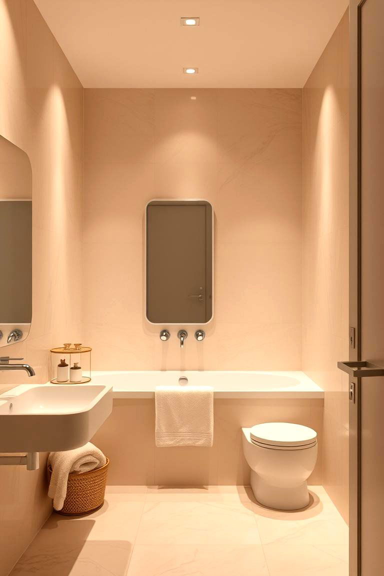 Warm Ambient Lighting - 24 Beige and White Bathroom Ideas