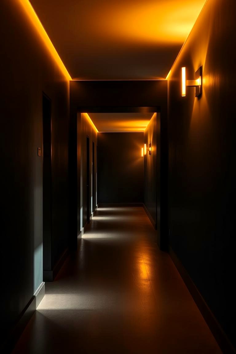 Warm Ambient Lighting - 24 Black Hallway Ideas