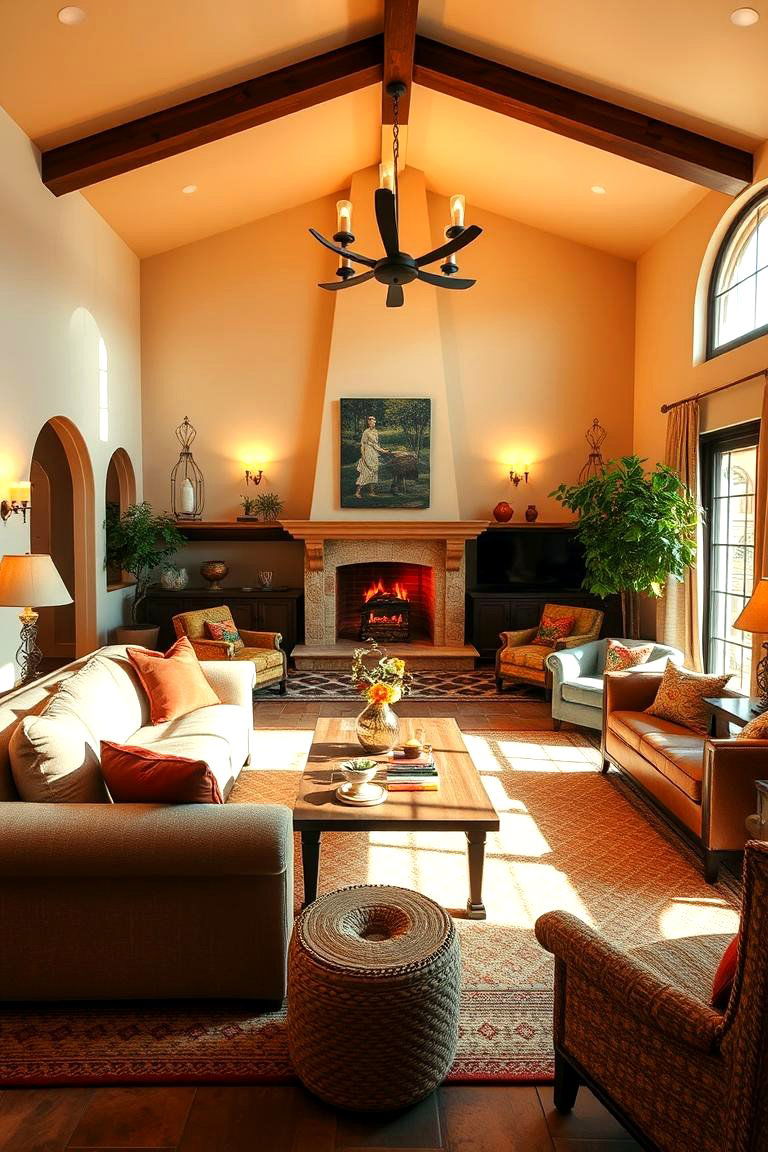 Warm Ambient Lighting - 24 Tuscan Living Room Ideas