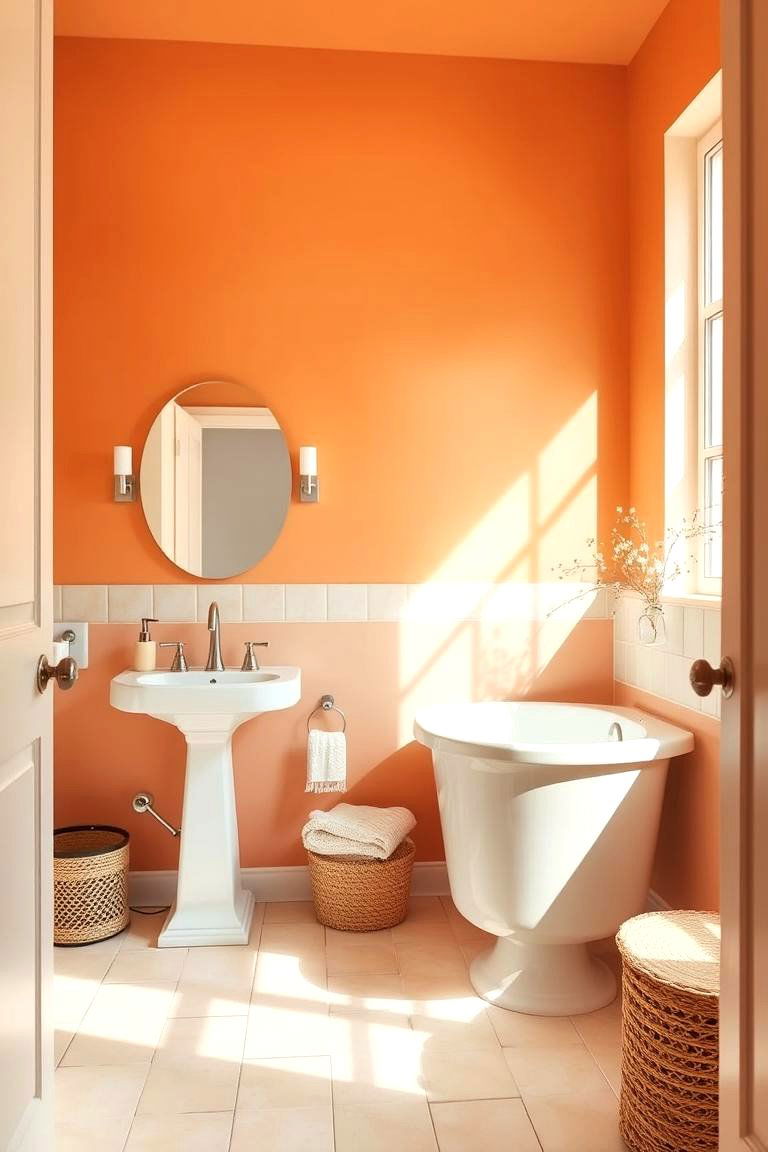 Warm Apricot Walls - 24 Orange Bathroom Ideas
