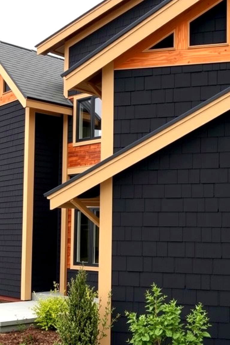 Warm Beige Accents - 24 Paint Colors for a Modern Black House With Cedar Accents