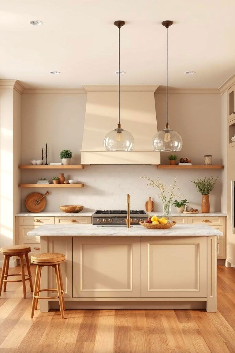 Warm Beige Harmony - 24 Kitchen Island Color Ideas