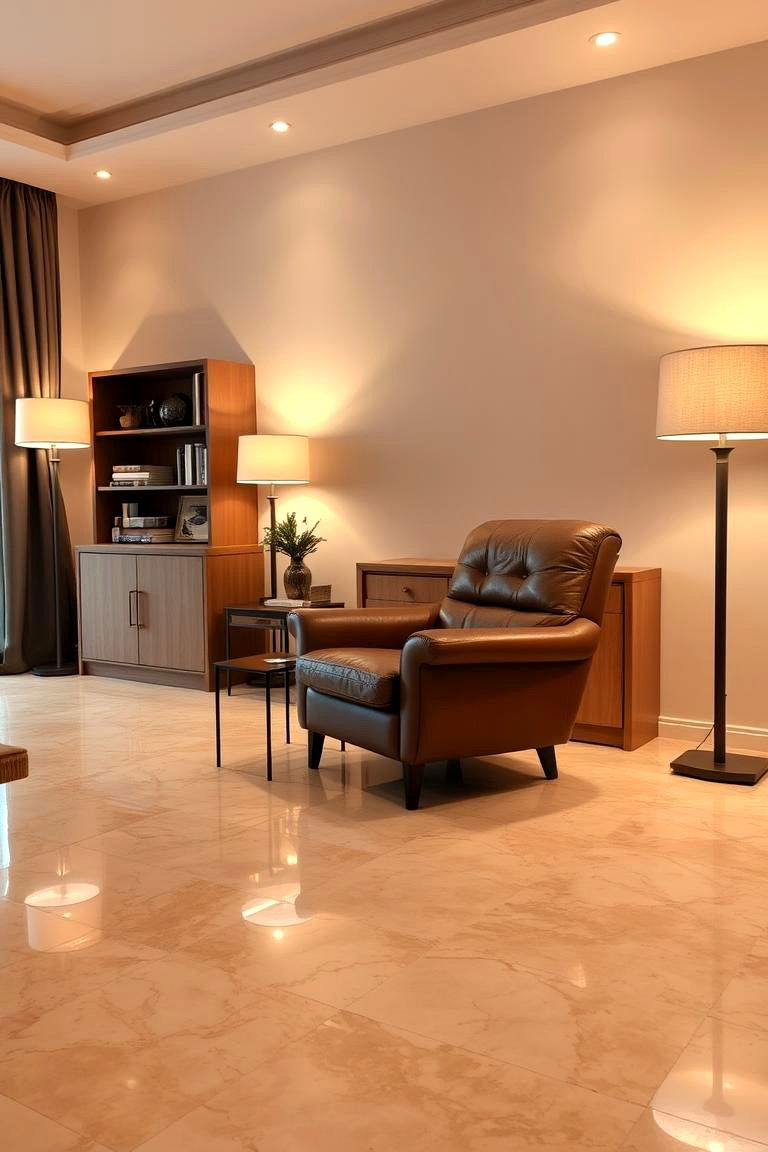 Warm Beige Marble Comfort - 24 Marble Floor Living Room Ideas