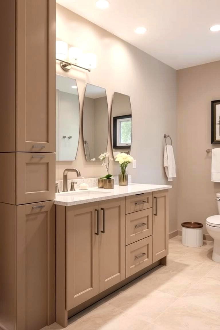 Warm Beige with Gray Undertones - 24 Bathroom Cabinet Color Ideas