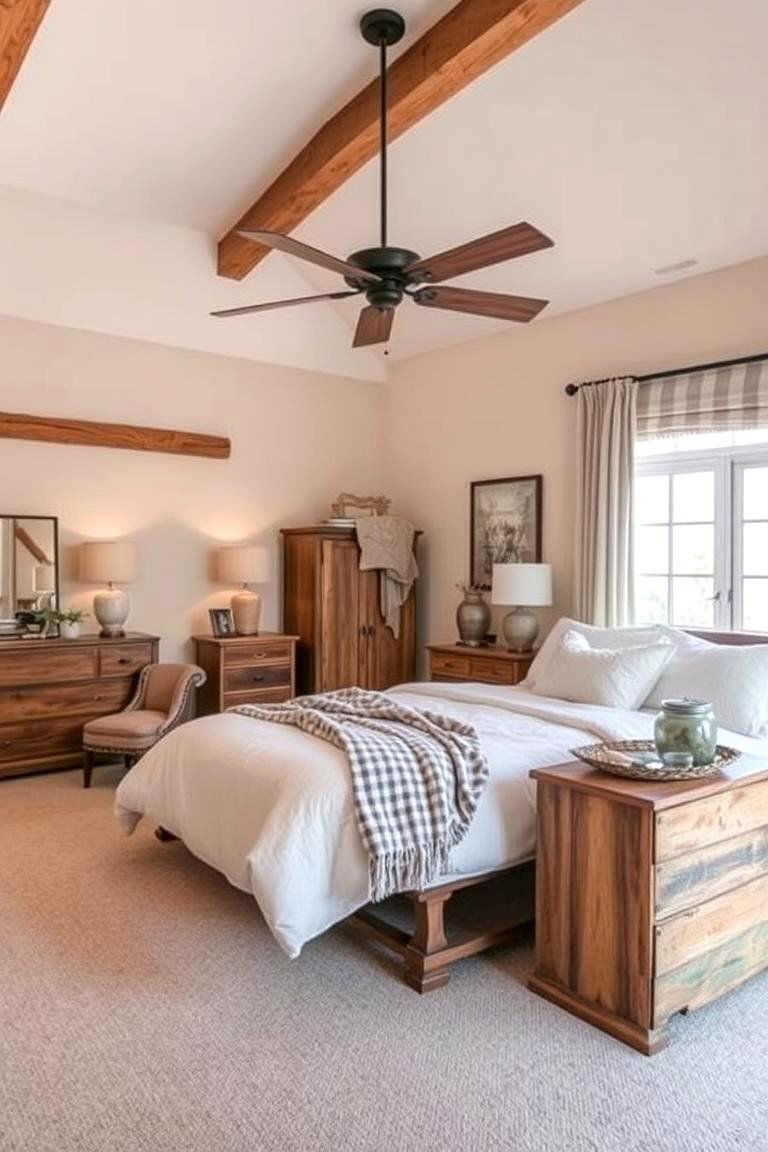 Warm Beige with Rustic Elements - 24 Beige Bedroom Ideas