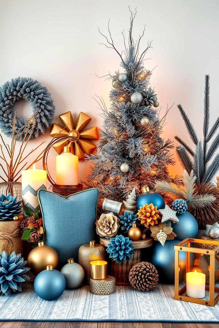 Warm Blue and Gold Seasonal Decor - 24 Blue and Gold Bedroom Ideas