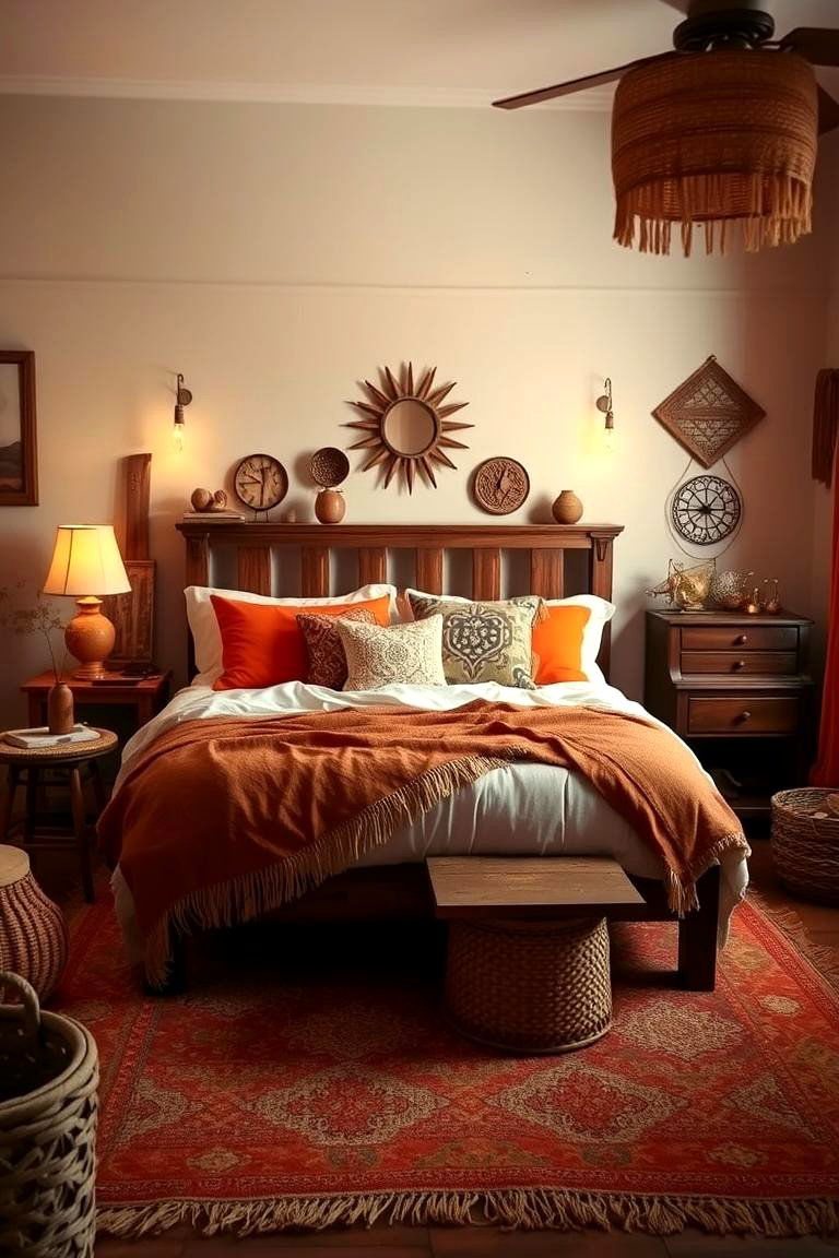 Warm Boho Ambiance with Burnt Orange Accents - 24 Boho Burnt Orange Bedroom Ideas