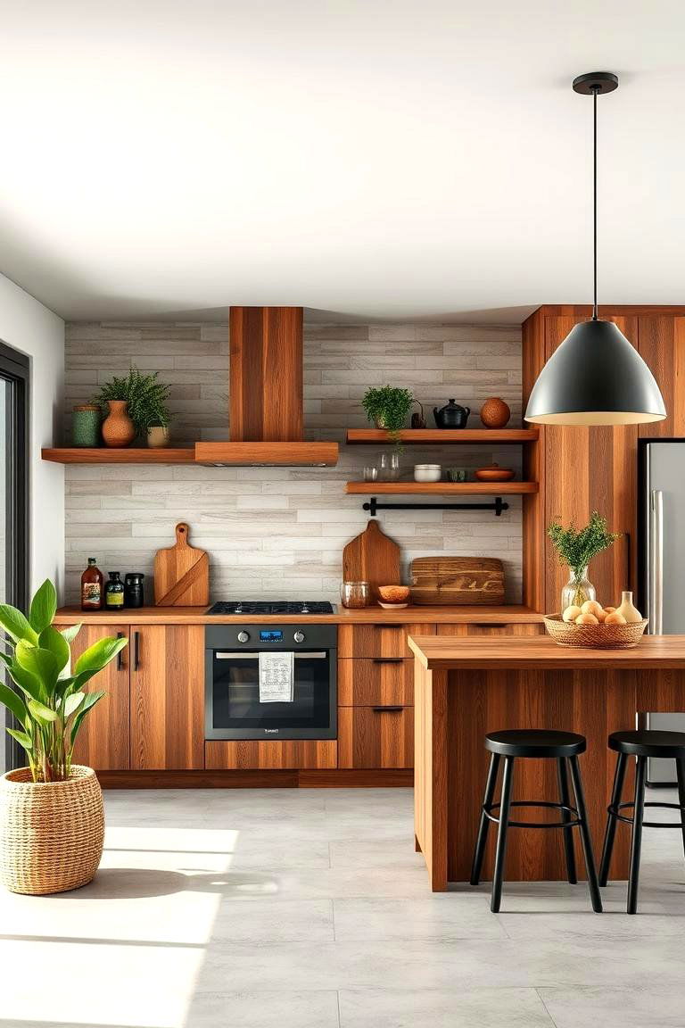Warm Brown Reclaimed Wood Details - 24 Brown Kitchen Ideas