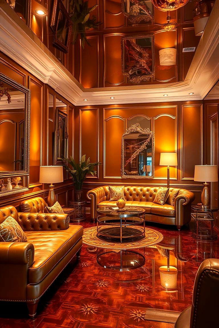 Warm Brown with Metallic Highlights - 24 Brown Living Room Ideas