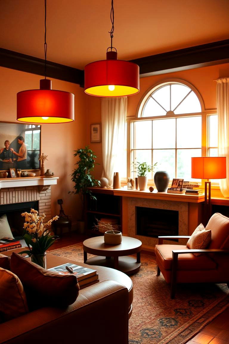 Warm Burnt Orange Lighting Fixtures - 24 Burnt Orange Living Room Ideas