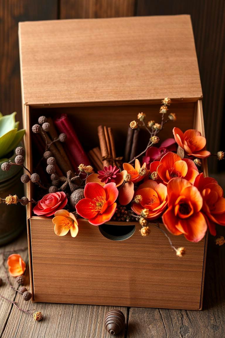 Warm Cinnamon and Spice Arrangement - 24 Fall Flower Box Ideas
