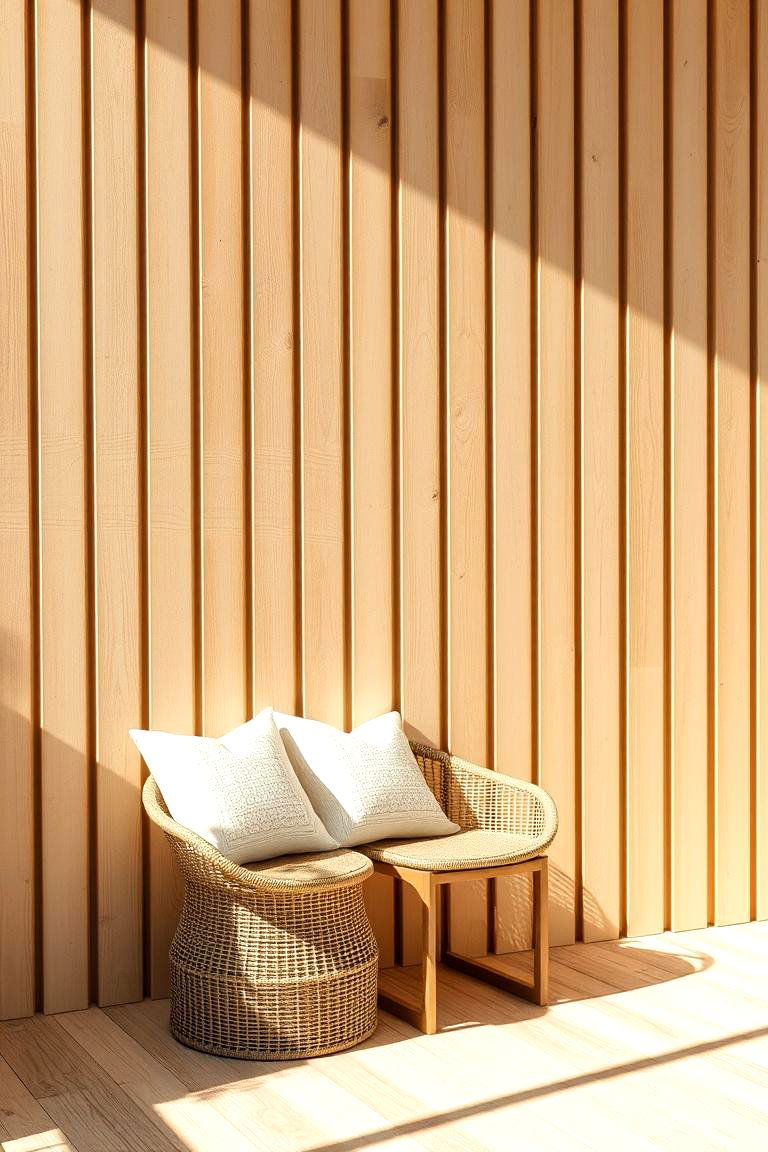 Warm Coastal Wood Slats - 24 Wood Slat Accent Wall Ideas