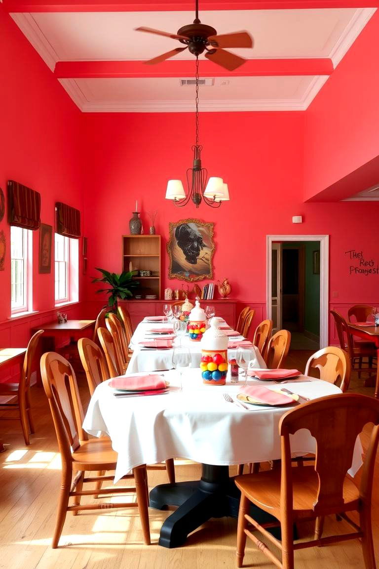 Warm Coral for a Playful Inviting Space - 24 Dining Room Paint Colors